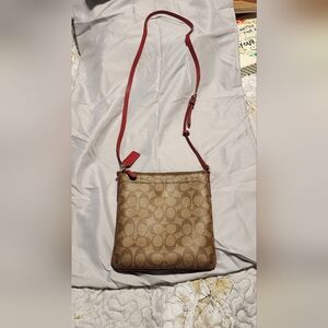 Coach Brown and Red Crossbody Bag